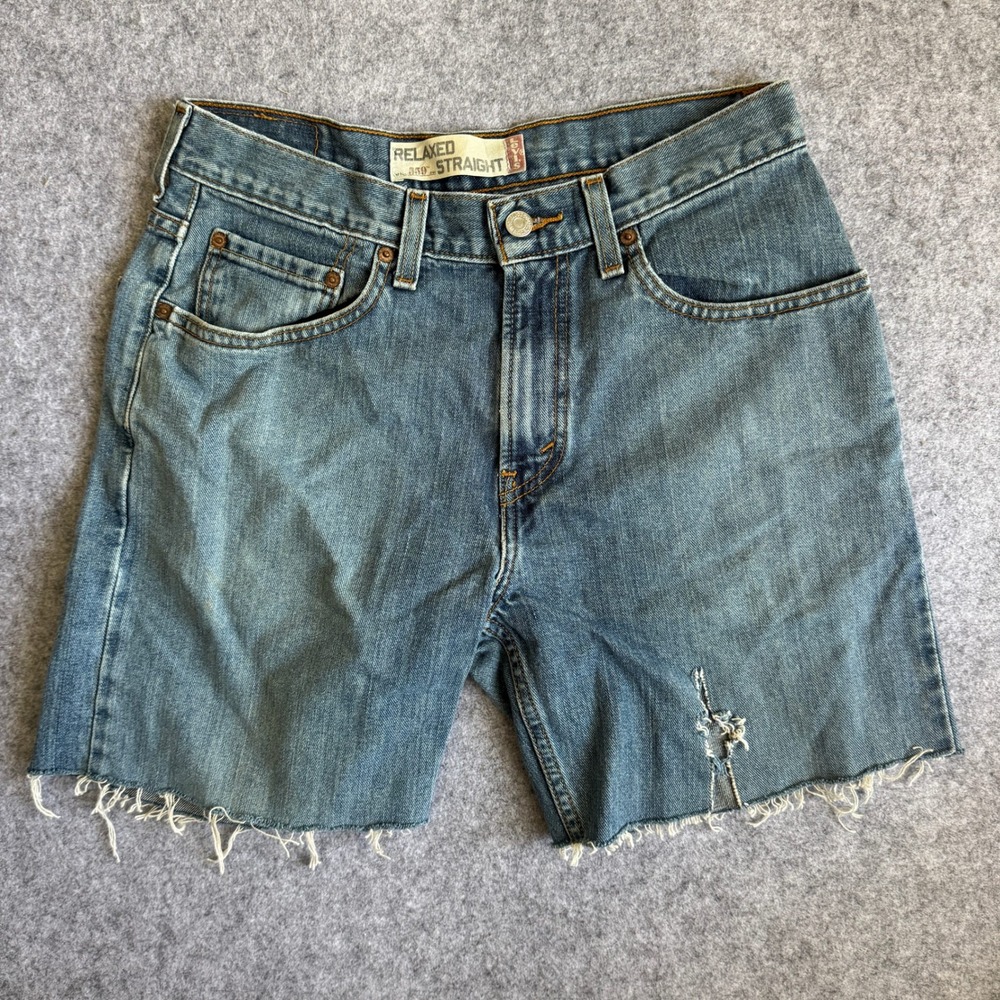 Levi's Mens 559 Relaxed Straight Denim Cutoff Shorts 30 Blue Distressed Cotton